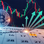 Bitcoin in front of September calendar with technical charts and bullish indicators, signaling potential breakout despite historical slump.